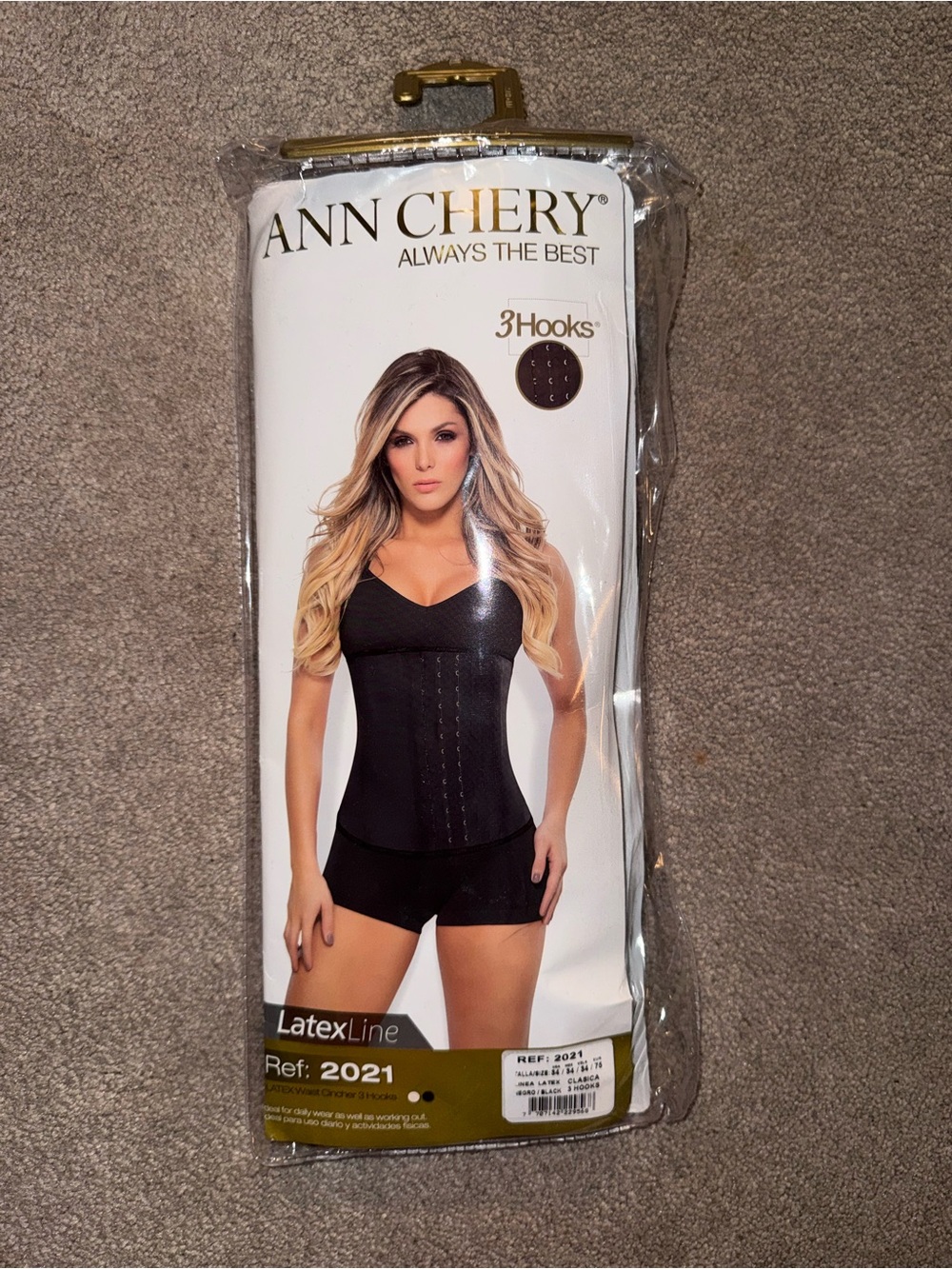 Ann Chery Black Latex Waist Cincher - 3 Hook Shapewear